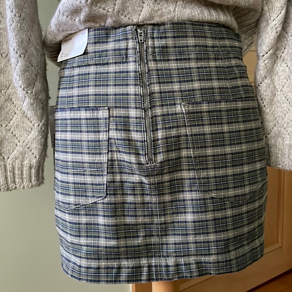 NWT American Eagle Green, Blue & White Plaid Stretch Mini Skirt, Size 8 - Picture 8 of 14